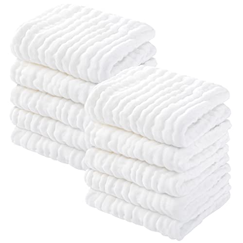 Yoofoss Luxury Bamboo Washcloths Towel Set 10 Pack Baby Wash Cloth for Bathroom-Hotel-Spa-Kitchen Multi-Purpose Fingertip Towels and Face Cloths 10