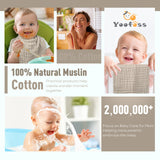 Muslin Burp Cloths for Baby 10 Pack 100% Cotton Baby Washcloths Large 20''X10'' Super Soft and Absorbent by YOOFOSS