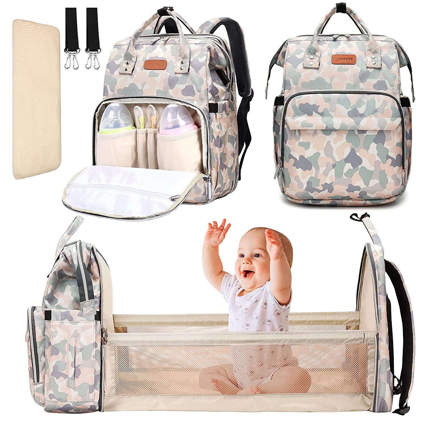 VS VOGSHOW Diaper Bag Backpack, Multifunction Stylish Travel Baby Bag  Backpack with Crossbody Strap, Maternity Nappy Bag