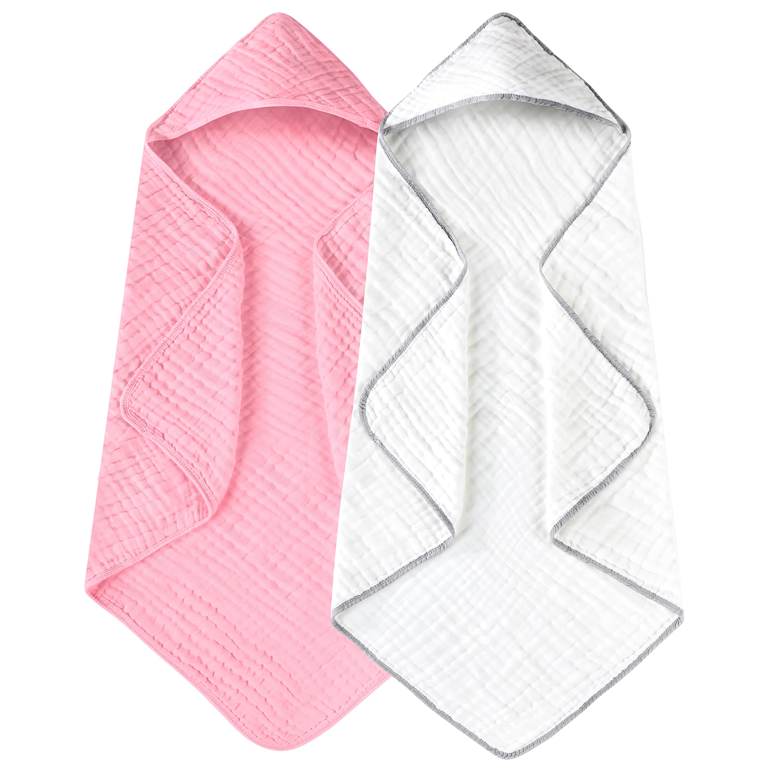 Yoofoss Hooded Baby Towels for Newborn 2 Pack 100% Muslin Cotton Baby
